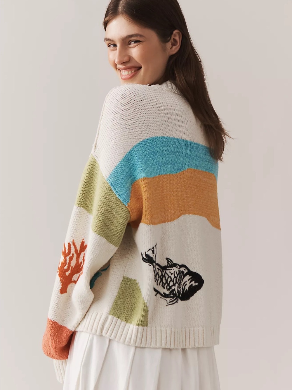 New Anthropologie Pilcro Icon Graphic Cardigan Sweater Size M - Picture 2 of 13